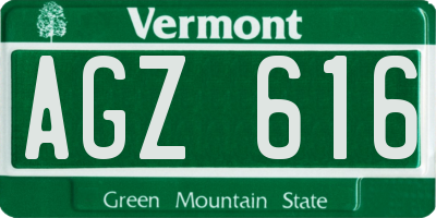VT license plate AGZ616