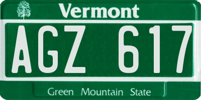 VT license plate AGZ617