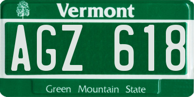 VT license plate AGZ618