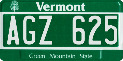 VT license plate AGZ625