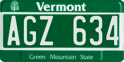 VT license plate AGZ634