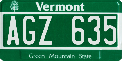 VT license plate AGZ635