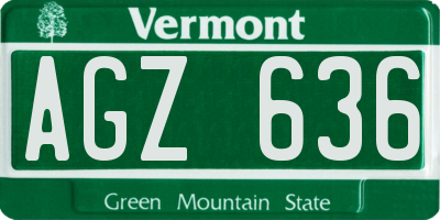 VT license plate AGZ636