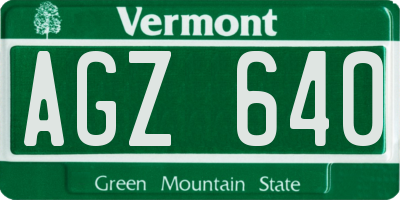 VT license plate AGZ640