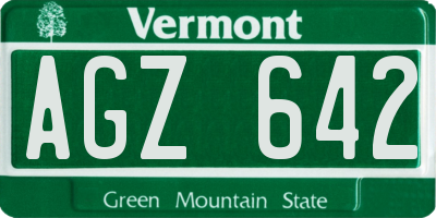 VT license plate AGZ642