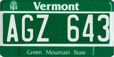 VT license plate AGZ643