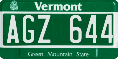 VT license plate AGZ644