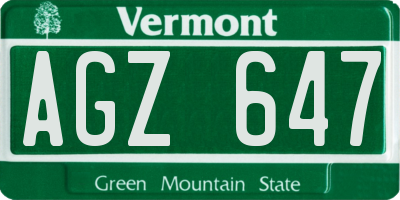 VT license plate AGZ647