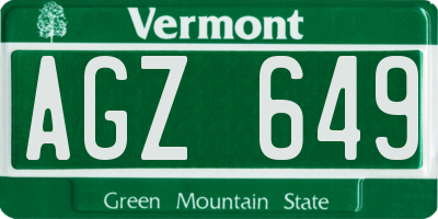 VT license plate AGZ649