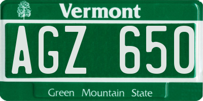 VT license plate AGZ650