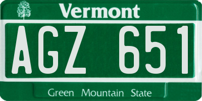 VT license plate AGZ651