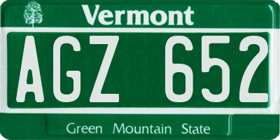 VT license plate AGZ652