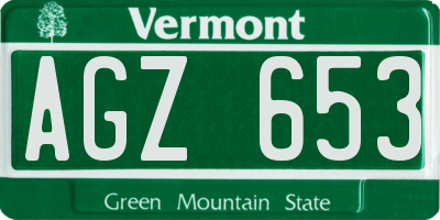 VT license plate AGZ653