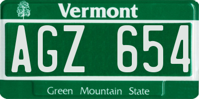 VT license plate AGZ654