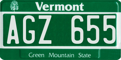 VT license plate AGZ655