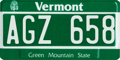 VT license plate AGZ658