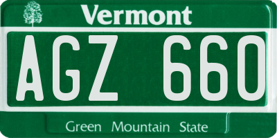 VT license plate AGZ660