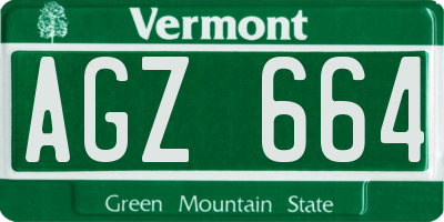 VT license plate AGZ664