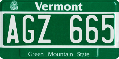 VT license plate AGZ665