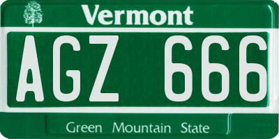 VT license plate AGZ666