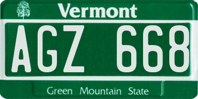 VT license plate AGZ668