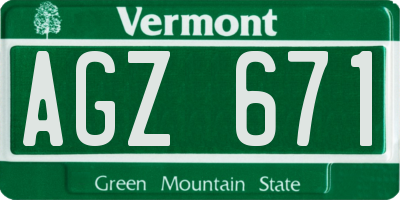 VT license plate AGZ671