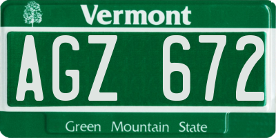VT license plate AGZ672