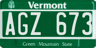 VT license plate AGZ673