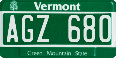 VT license plate AGZ680