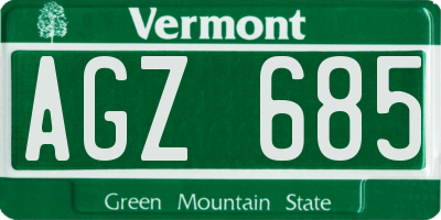 VT license plate AGZ685