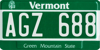 VT license plate AGZ688