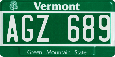 VT license plate AGZ689