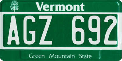 VT license plate AGZ692