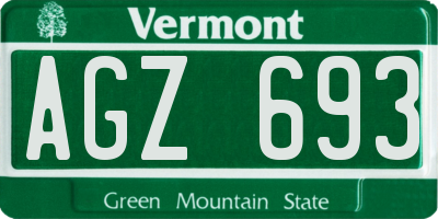 VT license plate AGZ693