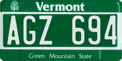VT license plate AGZ694