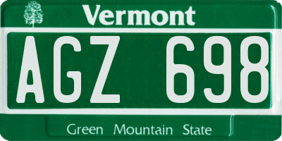 VT license plate AGZ698