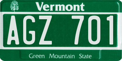 VT license plate AGZ701