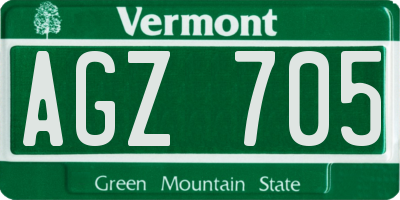 VT license plate AGZ705