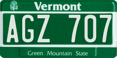 VT license plate AGZ707