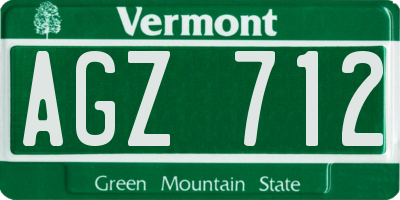 VT license plate AGZ712