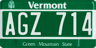 VT license plate AGZ714