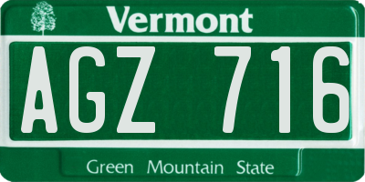 VT license plate AGZ716