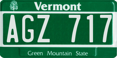 VT license plate AGZ717