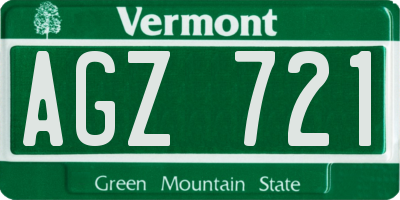 VT license plate AGZ721