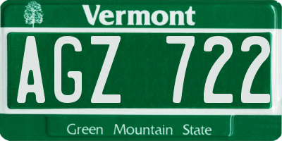 VT license plate AGZ722