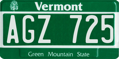 VT license plate AGZ725