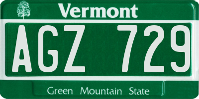VT license plate AGZ729