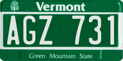VT license plate AGZ731