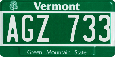 VT license plate AGZ733
