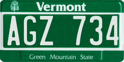 VT license plate AGZ734